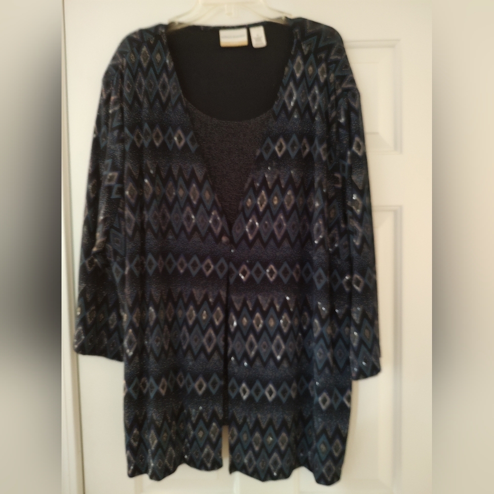 Women's Navy Blue Metallic Attached Twinset Size 3x